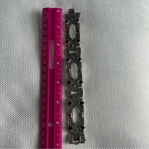 Judith Jack VINTAGE Malachite Onyx Wide Bracelet - Picture 3 of 7